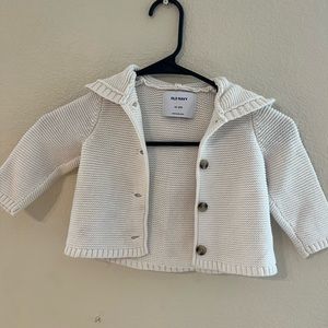 Old Navy White/Light Cream Knit Jacket Bottom Up Baby Toddler 12-18 months